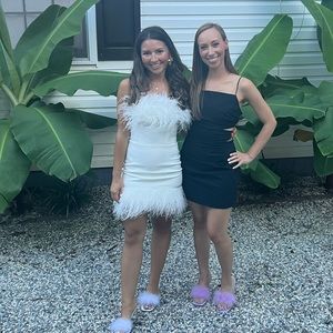 Bronx and and Banco Lola Blanc Mini Feather Dress XS